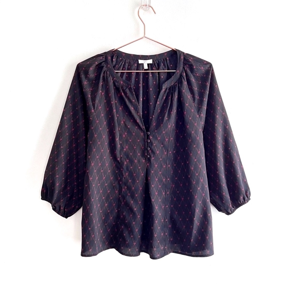 Joie Gloria Pleated Diamond Print Blouse